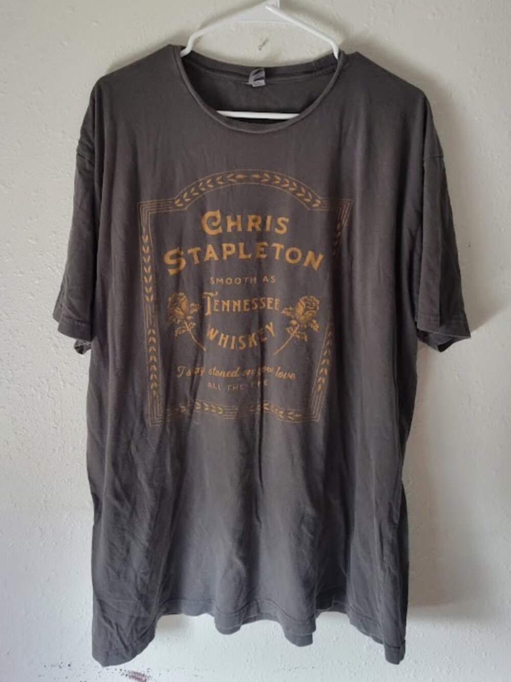 Chris Stapleton Tennessee Whiskey Concert T-Shirt Men's XXL Gray Graphic Tee